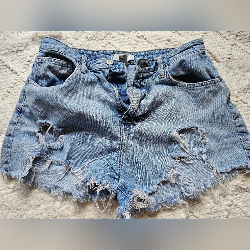 Forever 21 Blue Distressed Jean Shorts